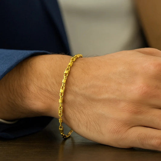 14K Yellow Gold Square Byzantine Chain Bracelet (2.00 mm)