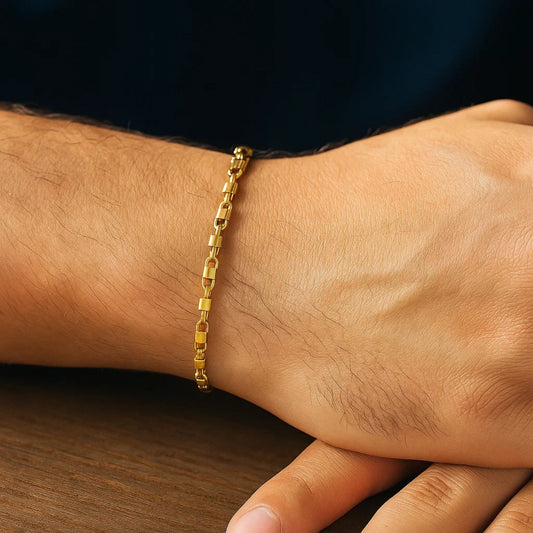 14K Yellow Gold Square Byzantine Chain Bracelet (2.00 mm)