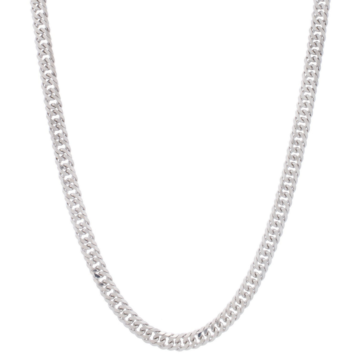 Sterling Silver Rhodium Plated Flat Miami Cuban Chain (6.70 mm)
