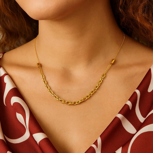 14K Yellow Gold Adjustable Rolo Link Necklace