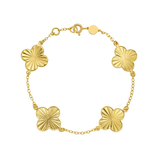 14K Yellow Gold Clover Bracelet