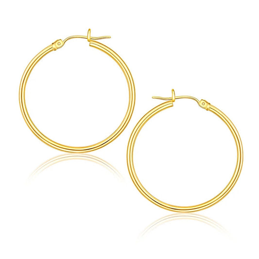 10k Yellow Gold Polished Hoop Earrings (1.5x25mm)