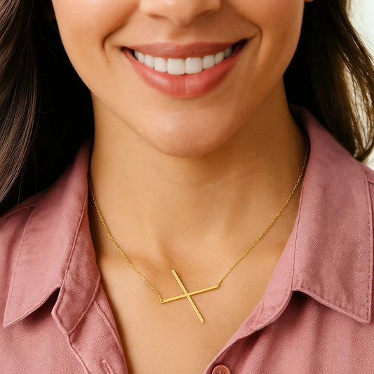 14K Yellow Gold Yours Truly Large Initial X Necklace