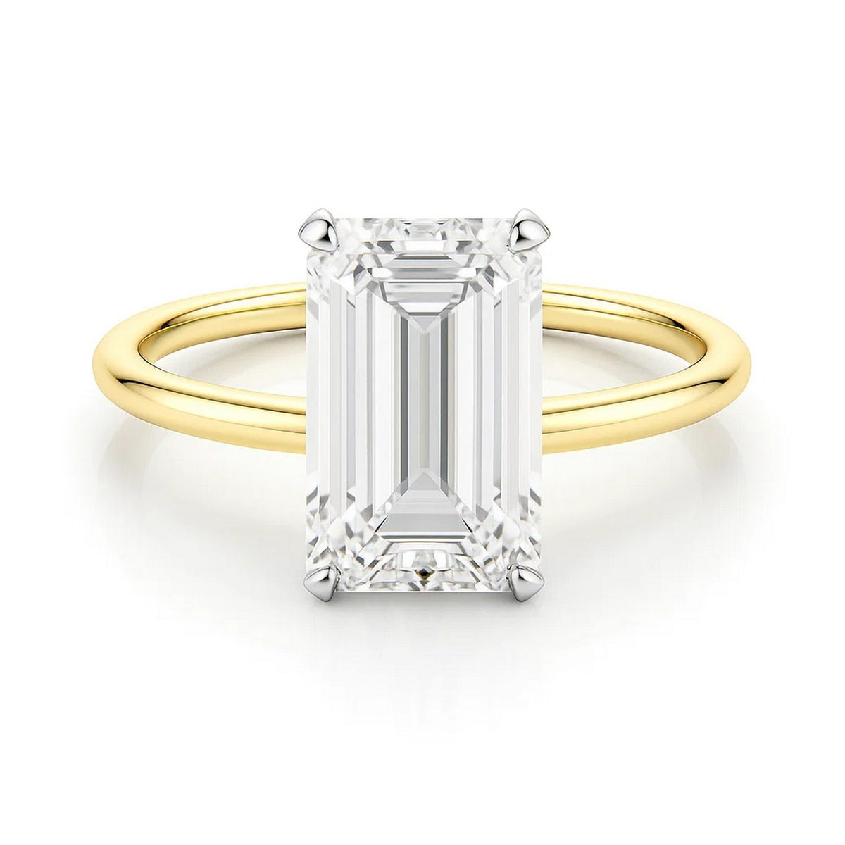 3 Carat Emerald Lab Grown IGI G/VS1 Diamond Solitaire Ring in 10K Yellow Gold
