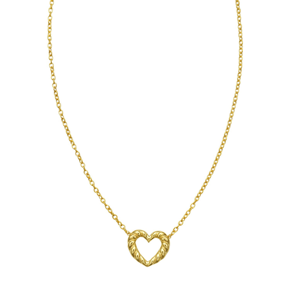 14K Yellow Gold Braided Open Heart Necklace