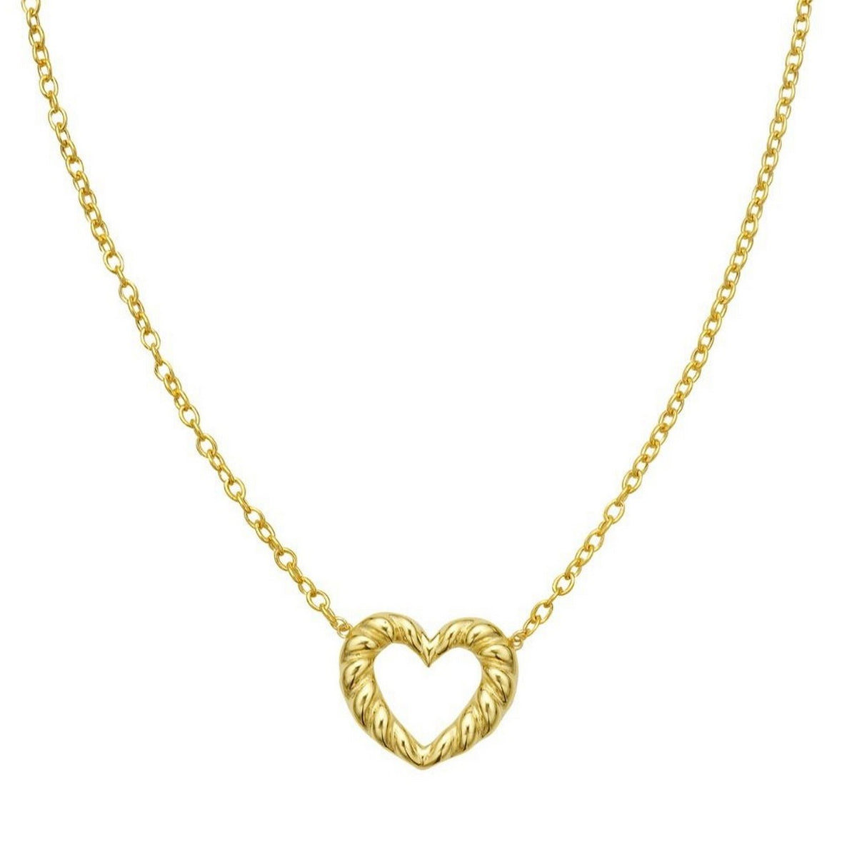 14K Yellow Gold Braided Open Heart Necklace