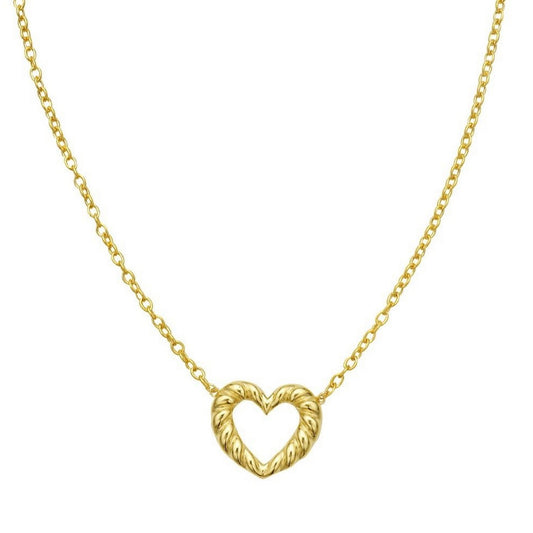 14K Yellow Gold Braided Open Heart Necklace