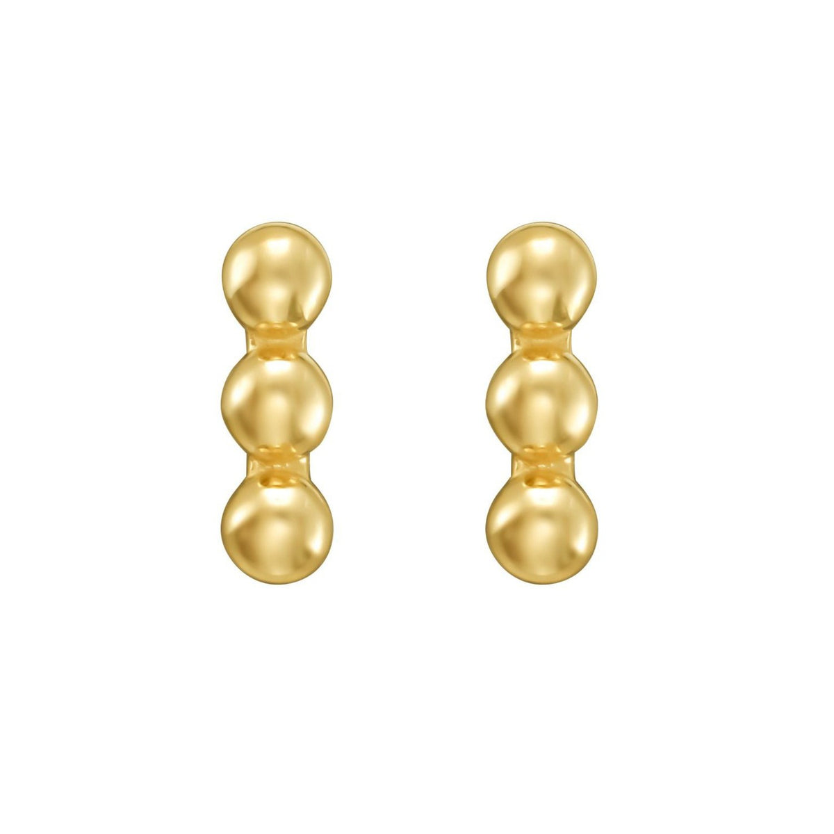 14K Yellow Gold Beaded Bar Post Earrings