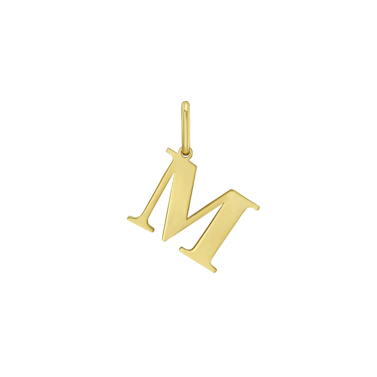 14K Yellow Gold Initial M Charm Pendant