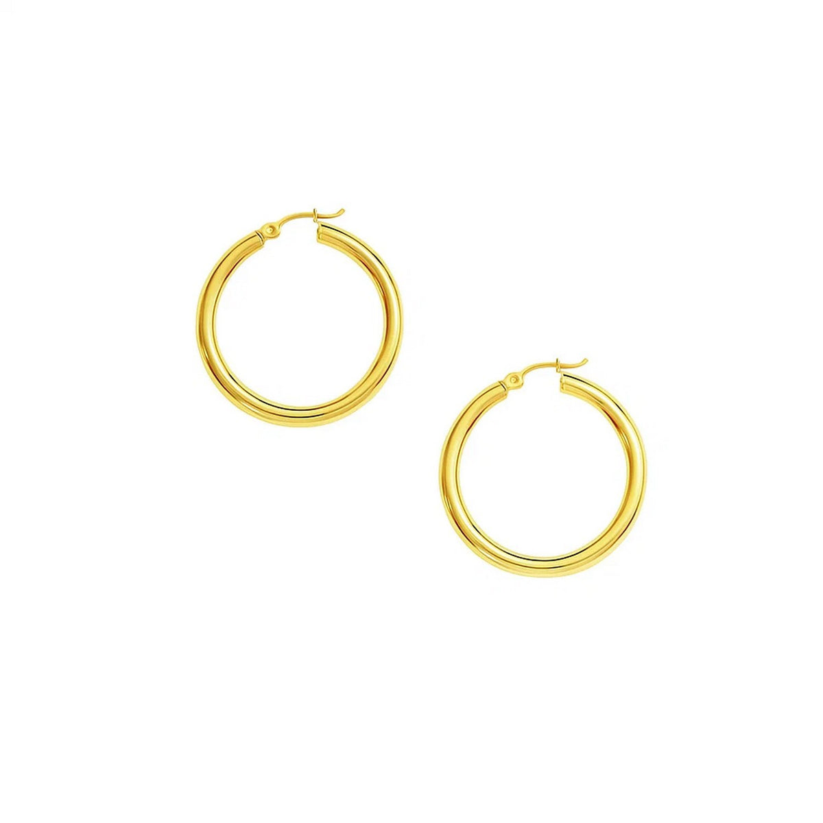 10k Yellow Gold Polished Hoop Earrings (3x30mm)