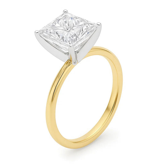 5 Carat Princess Lab Grown IGI G/VS1 Diamond Solitaire Ring in 10K Yellow Gold