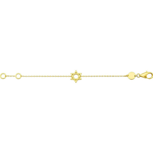 14k Yellow Gold Star of David Bracelet