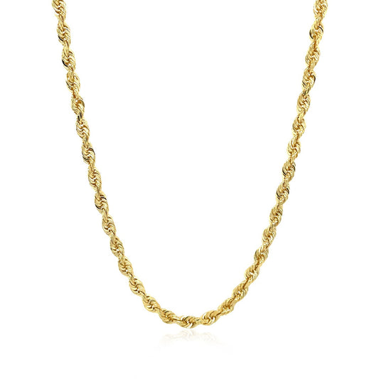 14K Yellow Gold Hollow Diamond Cut Rope Chain (3.2 mm)