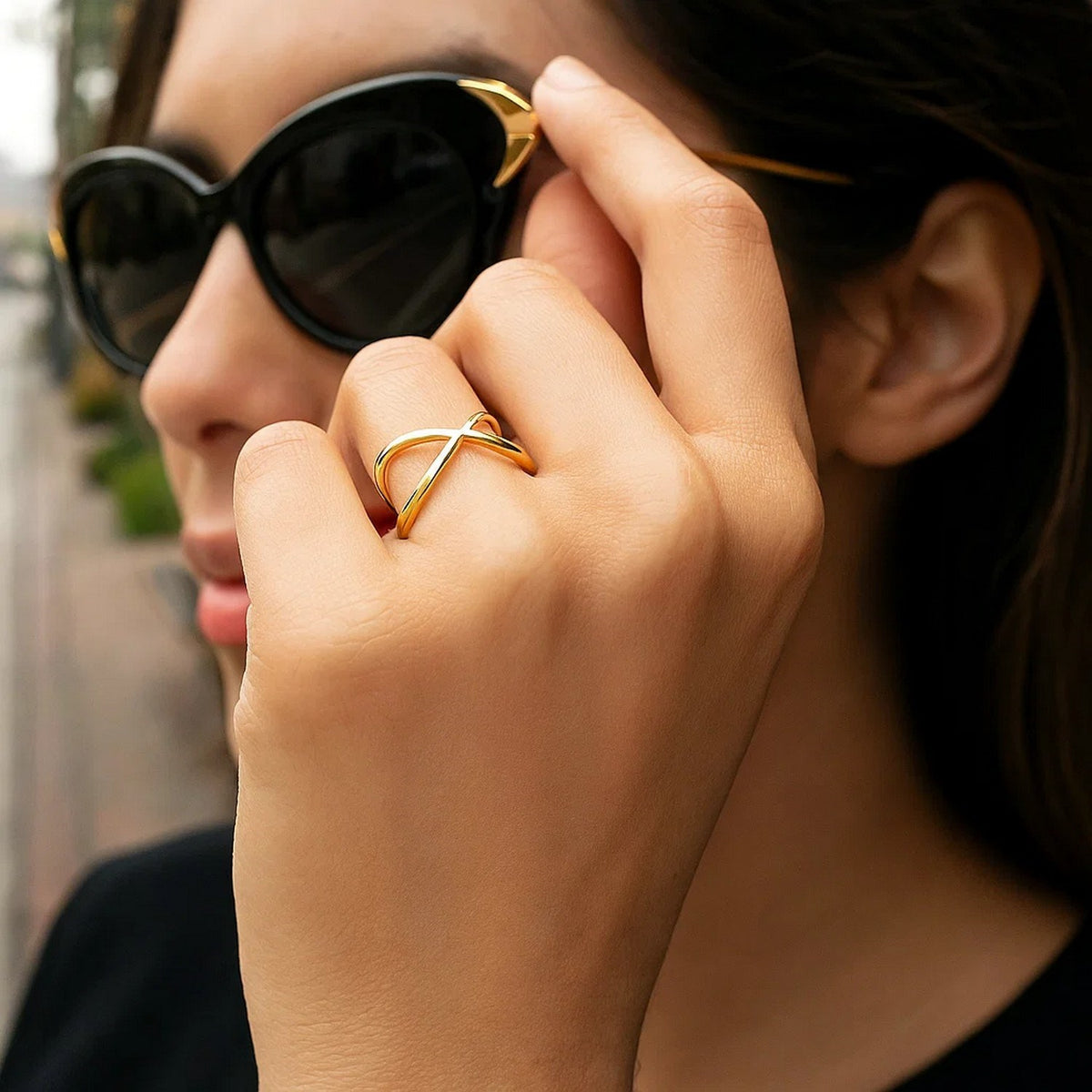 14k Yellow Gold Polished X Profile Ring