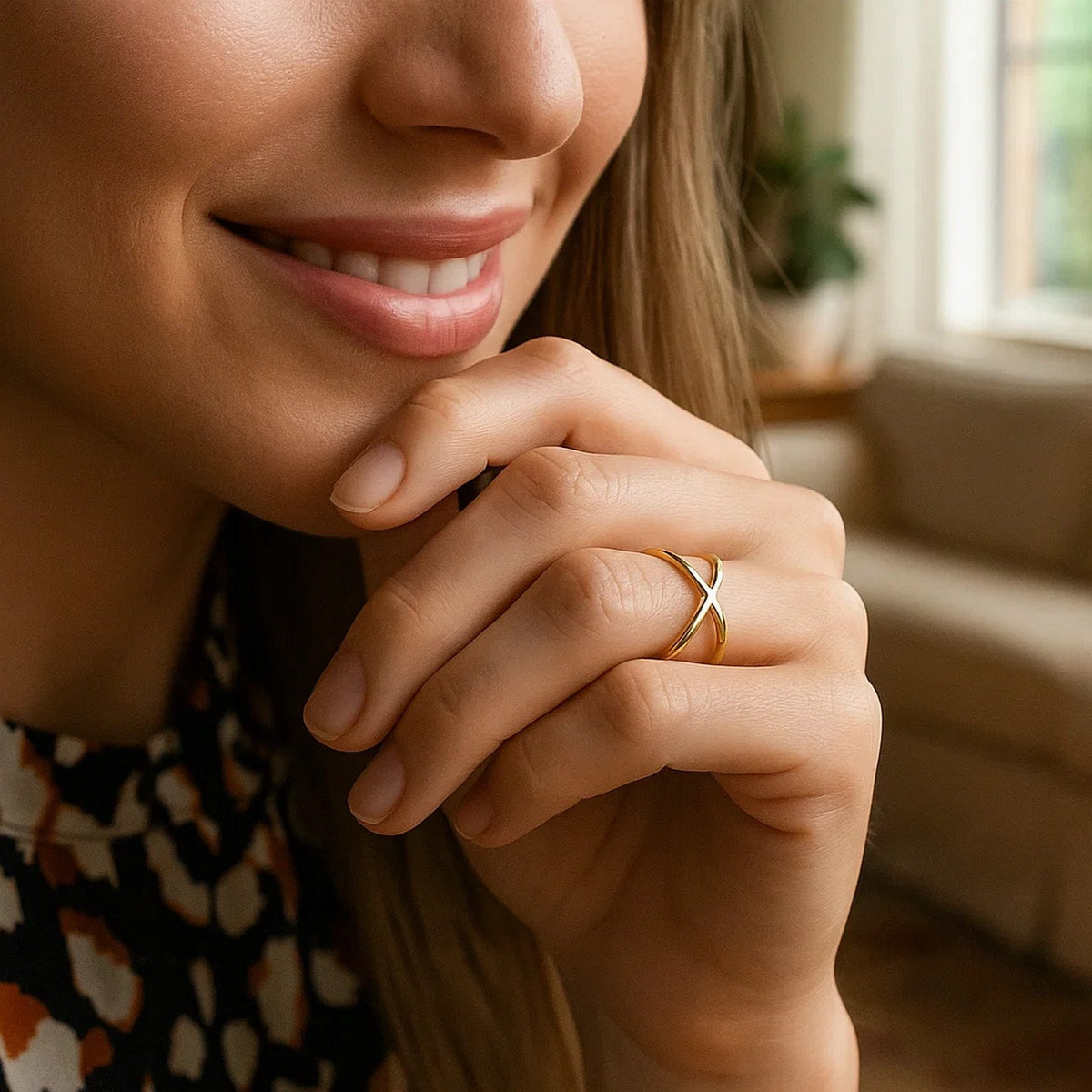14k Yellow Gold Polished X Profile Ring
