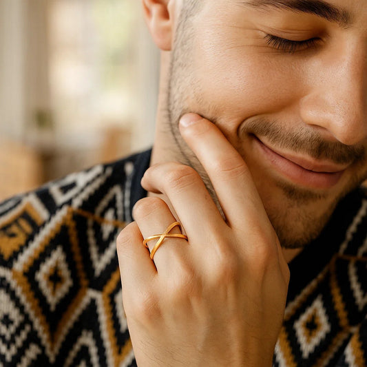 14k Yellow Gold Polished X Profile Ring