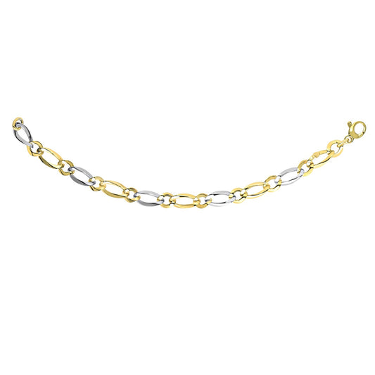 14k Two-Tone Gold Interlaced Smooth and Textured Link Bracelet (10.00 mm)