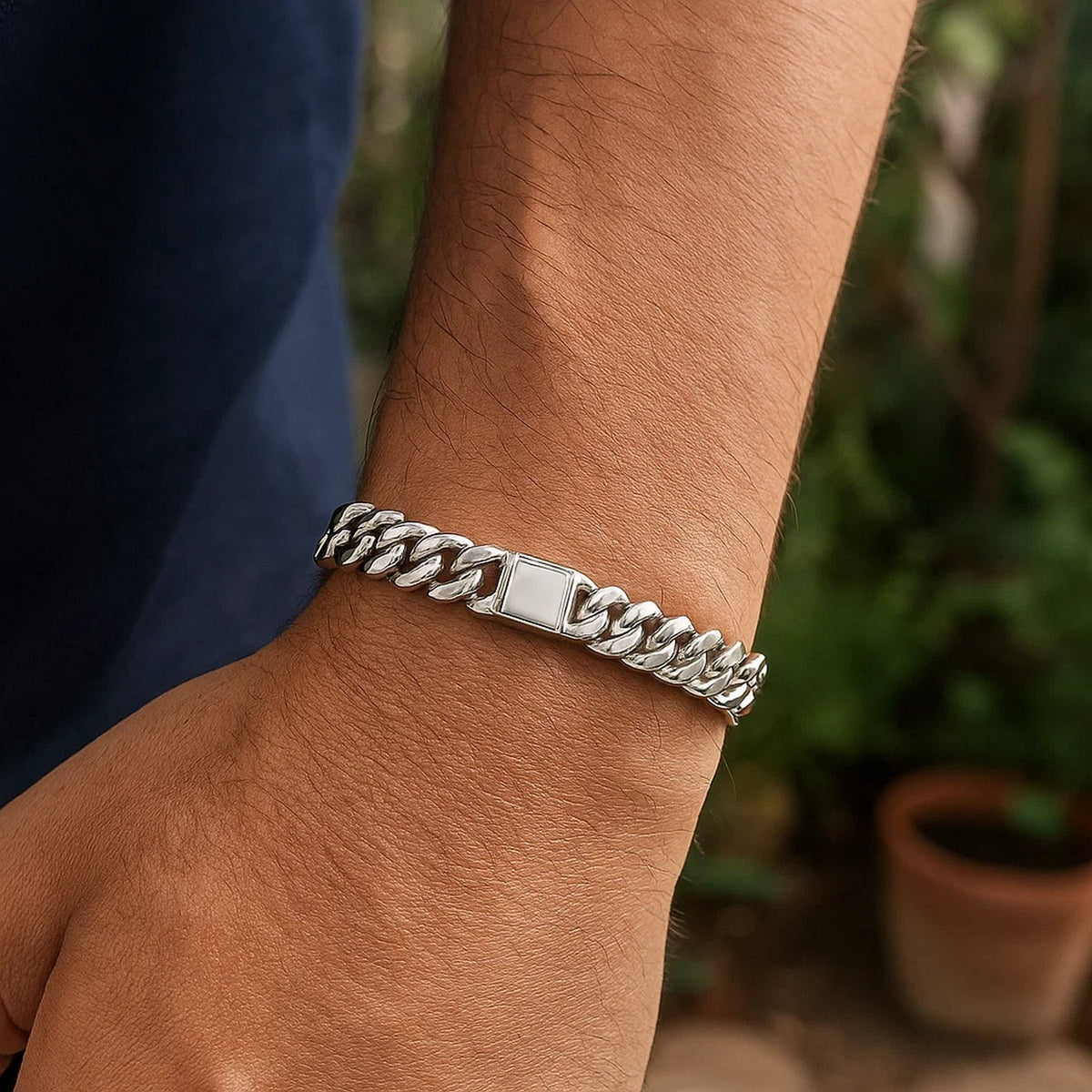Sterling Silver Rhodium Plated Miami Cuban Link Bracelet (9.00 mm)