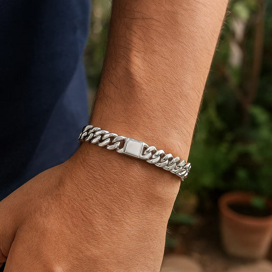 Sterling Silver Rhodium Plated Miami Cuban Link Bracelet (9.00 mm)