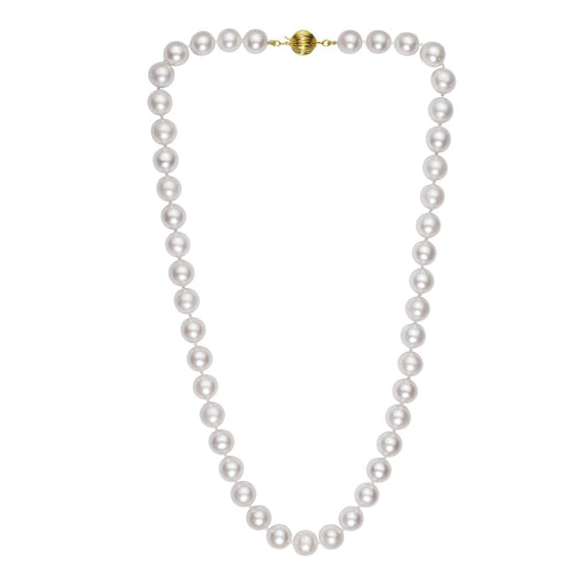 Pearl Necklace with Ball Clasp in 14K Yellow Gold
