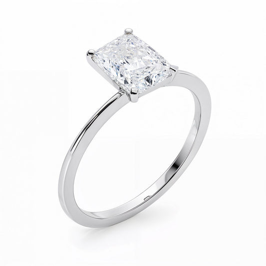 3 Carat Radiant Lab Grown IGI G/VS1 Diamond Solitaire Ring in 14K White Gold