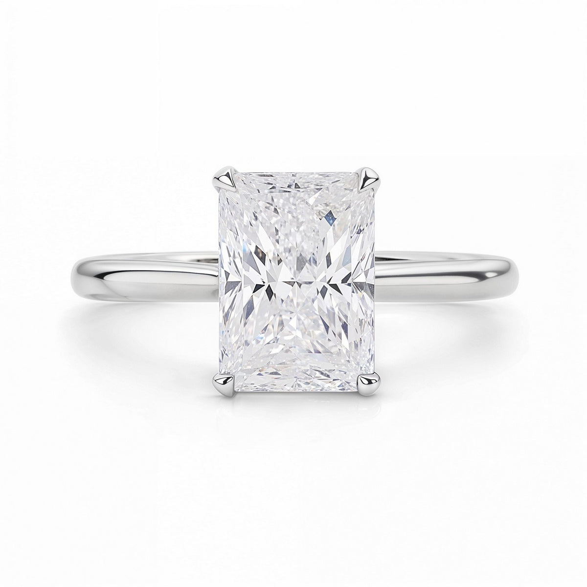 3 Carat Radiant Lab Grown IGI G/VS1 Diamond Solitaire Ring in 14K White Gold