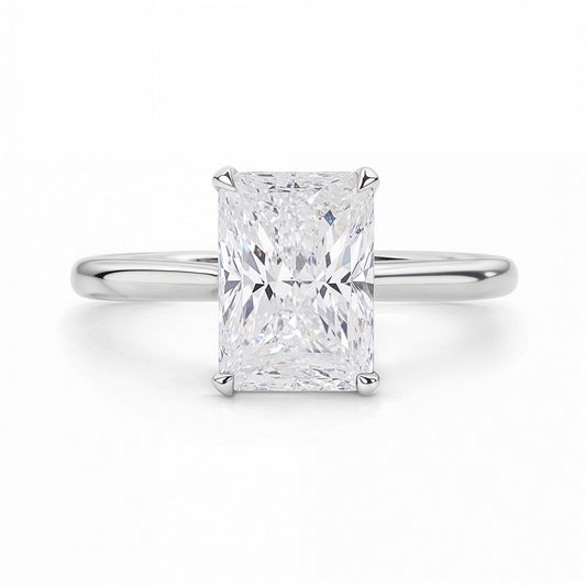 3 Carat Radiant Lab Grown IGI G/VS1 Diamond Solitaire Ring in 14K White Gold