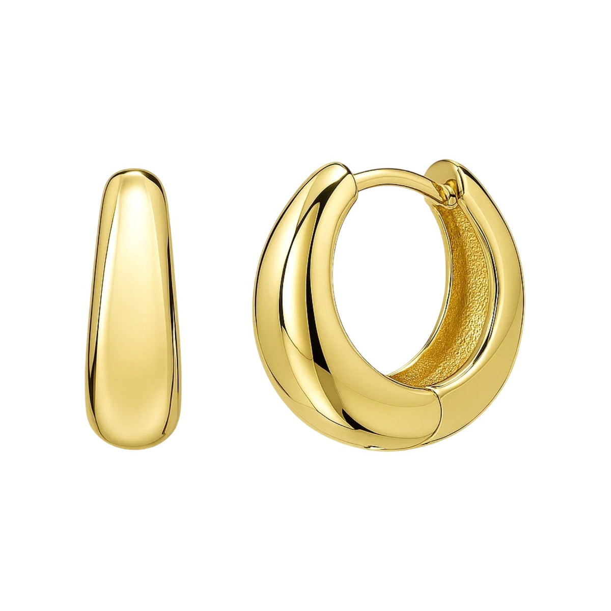 Tapered Huggie Hoop Earrings in 14K Yellow Gold