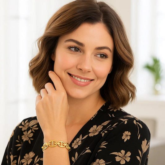 14k Yellow Gold High Polish Mariner Link Bracelet  (13.80 mm)