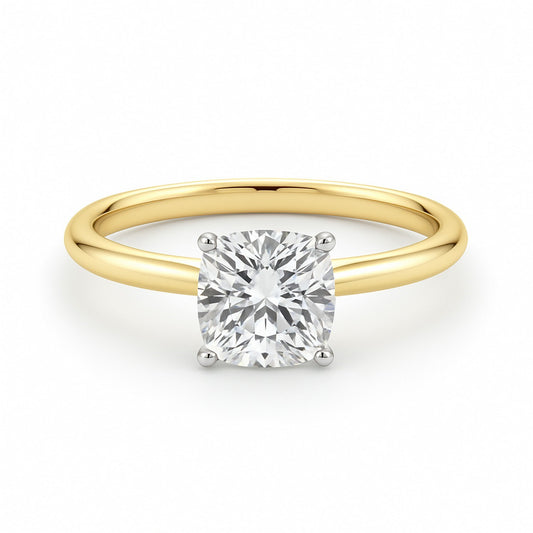 1.50Ct Cushion Lab Grown IGI G/VS1 Diamond Ring in 14K Yellow Gold