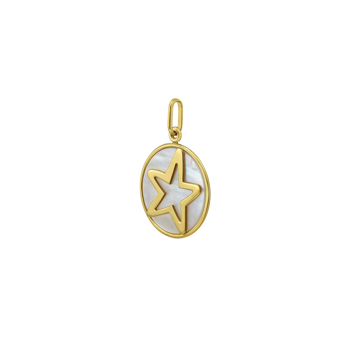 14K Yellow Gold Starfish MOP Charm Pendant