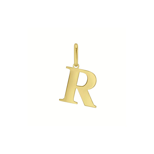 14K Yellow Gold Initial R Charm Pendant