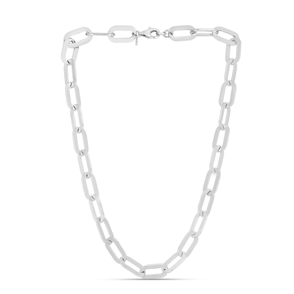 Sterling Silver Rhodium Plated Italian Link Paperclip Bracelet (10.30 mm)
