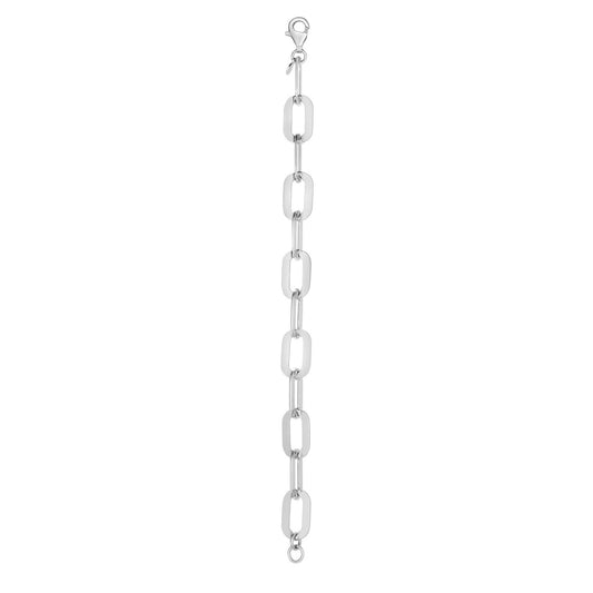 Sterling Silver Rhodium Plated Italian Link Paperclip Bracelet (10.30 mm)