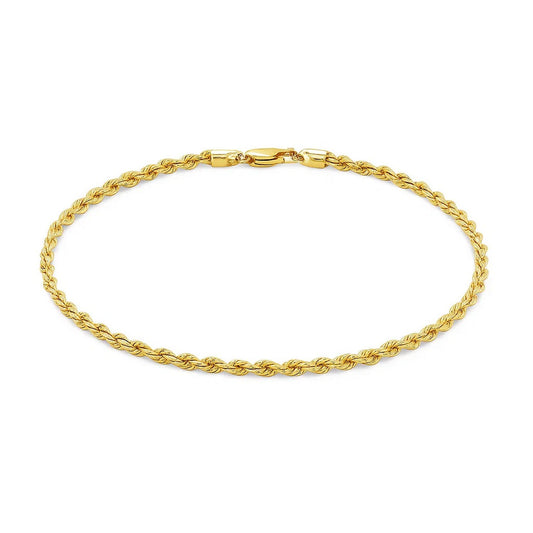 10k Yellow Gold Solid Diamond Cut Rope Bracelet (3.00 mm)