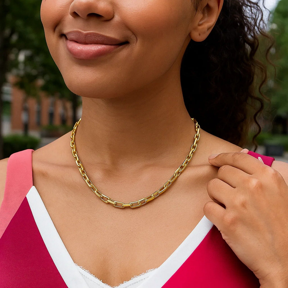 14k Yellow Gold French Cable Link Necklace (6mm)