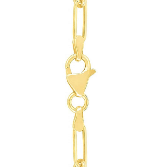 14k Yellow Gold High Polish Circle Disc Paperclip Link Necklace