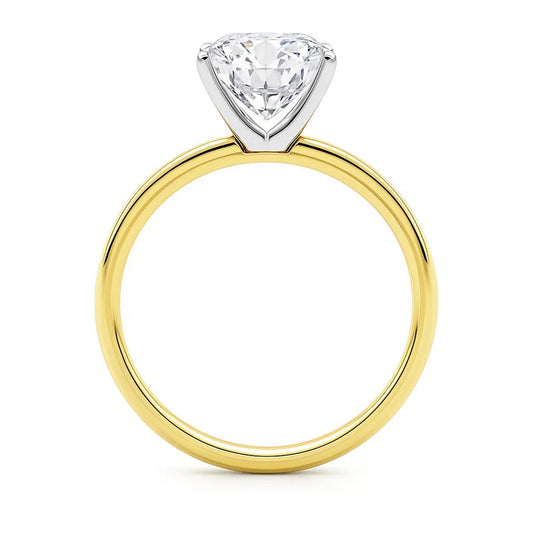 5 Carat Cushion Lab Grown IGI G/VS1 Diamond Solitaire Ring in 14K Yellow Gold
