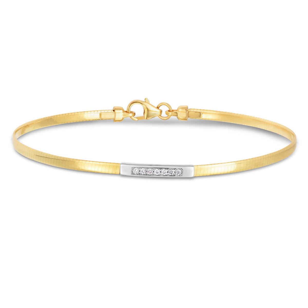 14K Yellow Gold Omega Diamond Bar Bracelet