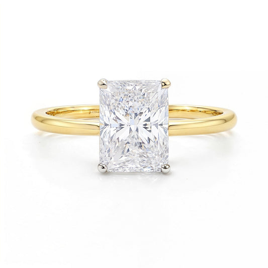 3 Carat Radiant Lab Grown IGI G/VS1 Diamond Solitaire Ring in 14K Yellow Gold