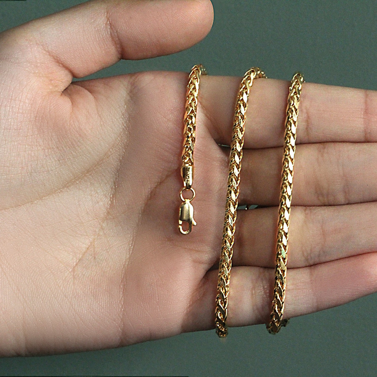 14k Yellow Gold Diamond Cut Round Franco Chain (3.20 mm)