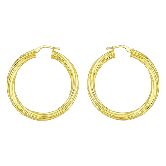 14K Yellow Gold Full Twist Large Hoops Earrings