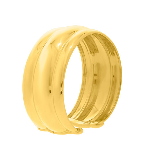 Sterling Silver Gold Plated Bold Ribbed Cuff Bangle (25.00 mm)