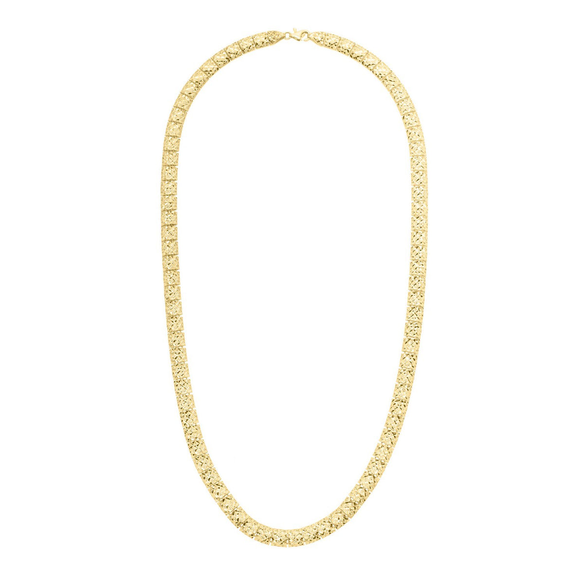 10K Yellow Gold Diamond Cut Square Link Necklace