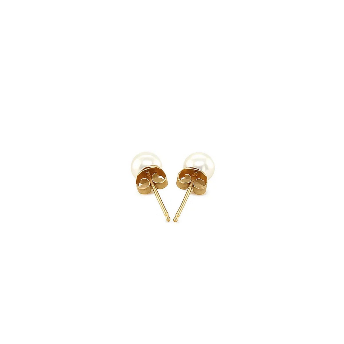14k Yellow Gold Freshwater Cultured White Pearl Stud Earrings (4mm)