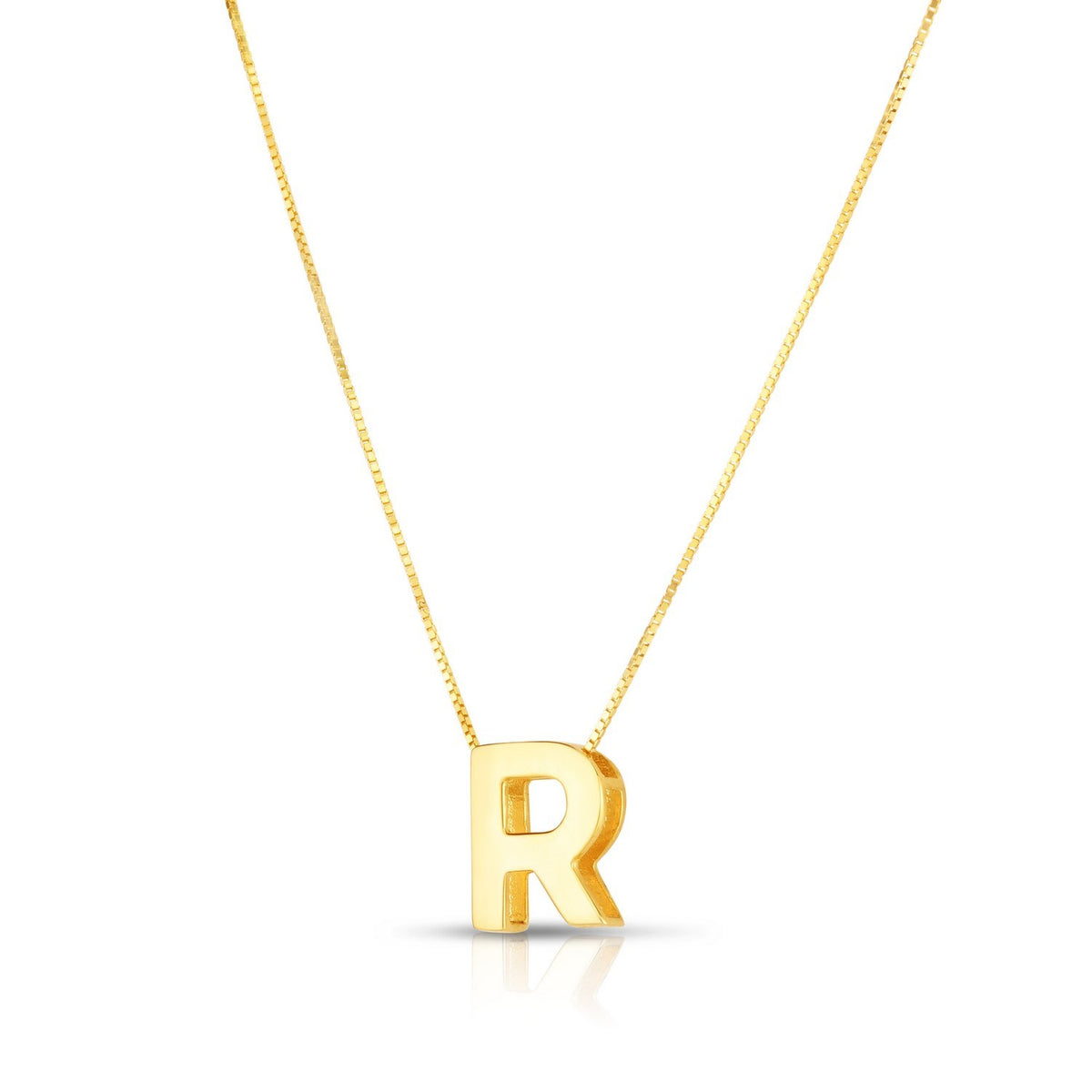 14K Yellow Gold Yours Truly Block Letter Initial R Necklace