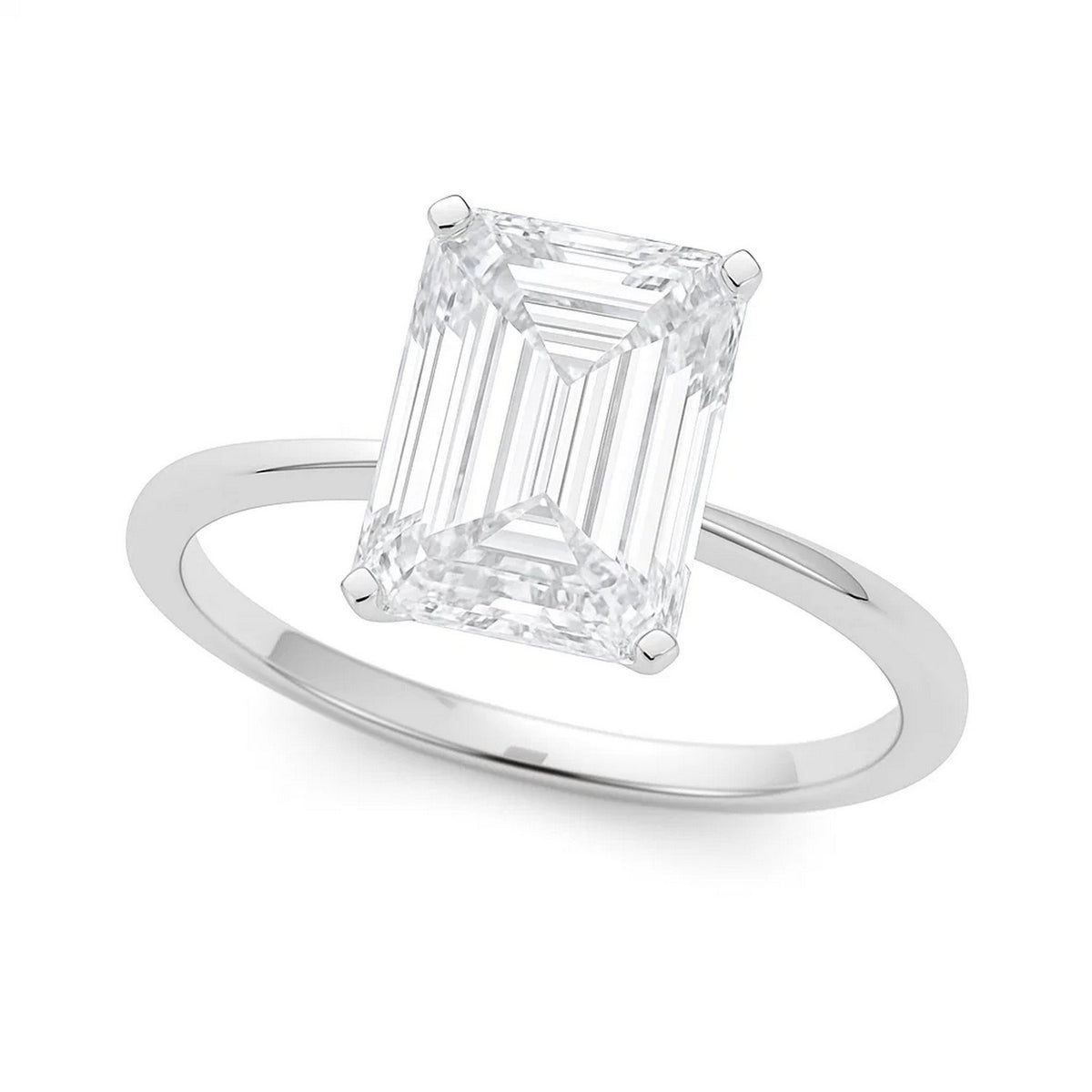 5 Carat Radiant Lab Grown IGI G/VS1 Diamond Solitaire Ring in 10K White Gold