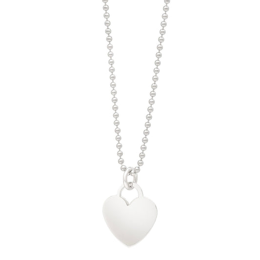 Sterling Silver Rhodium Plated Heart Charm Necklace