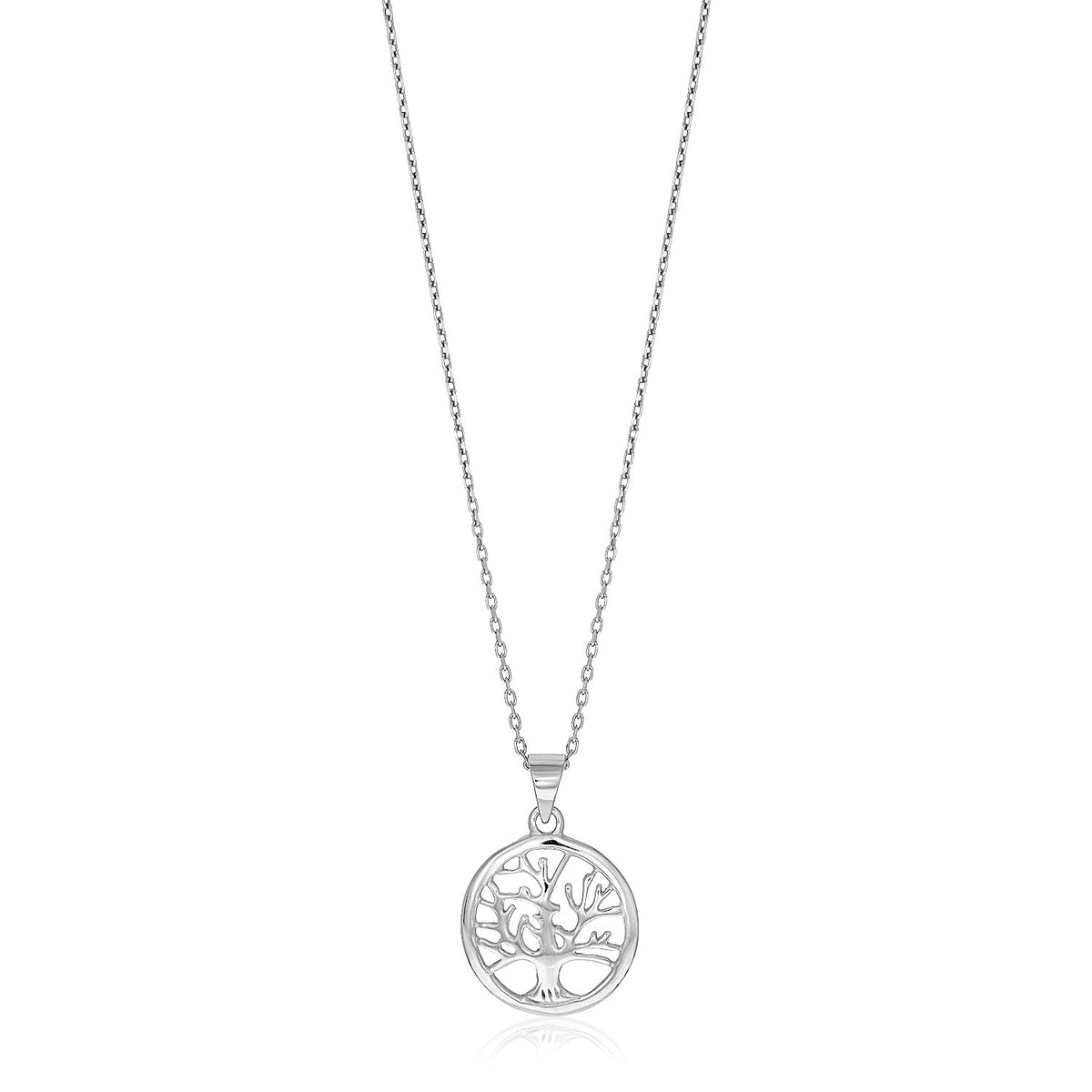 Sterling Silver Round Tree of Life Necklace