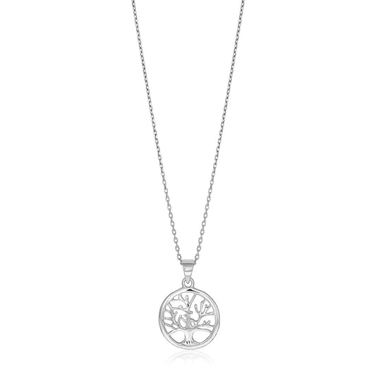 Sterling Silver Round Tree of Life Necklace